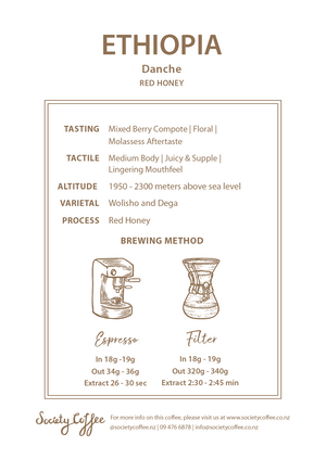 Society Coffee Ethiopia Coffee Exotic Selection - Danche Red Honey