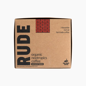 Rude Coffee Fair Trade & Organic Nootropic Coffee - 30 Sachets - Unsweet
